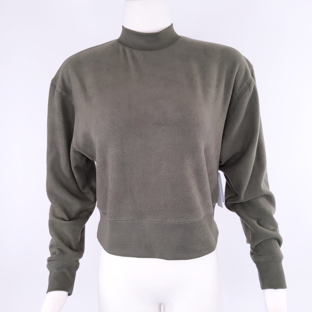 New Abound Turtleneck Fleece Pullover Sweatshirt Olive Green Size XSmall